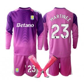 Aston Villa Emiliano Martinez #23 Brankářské Dětské Alternativní dres komplet 2025-26 Dlouhý Rukáv (+ trenýrky)